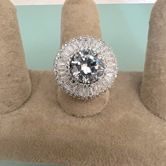 NWOT Cote D’Argent Vintage Estate FZN CZ .925 Sterling Cocktail Chunky Ring - Picture 4 of 12